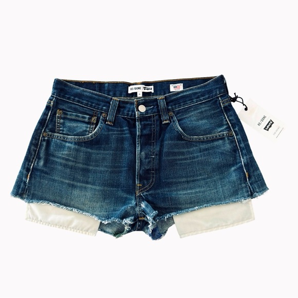 RE/DONE | Levi's "The Short" in Blue No Destruction Size 26 NWT - Picture 1 of 9